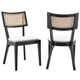 Bough Fabric Upholstered Wood Dining Chair Set of 2 in Black White