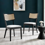 Bough Fabric Upholstered Wood Dining Chair Set of 2 in Black White
