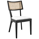 Bough Fabric Upholstered Wood Dining Chair Set of 2 in Black White