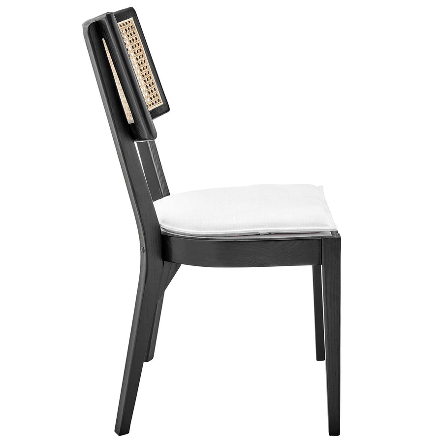 Bough Fabric Upholstered Wood Dining Chair Set of 2 in Black White