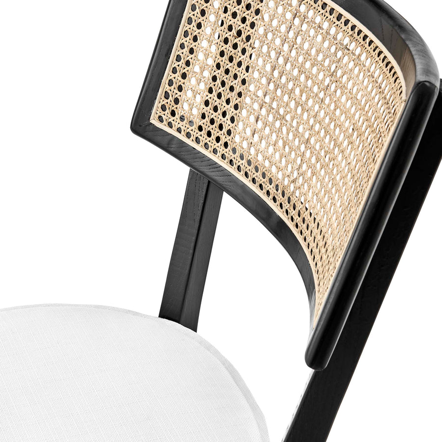 Bough Fabric Upholstered Wood Dining Chair Set of 2 in Black White