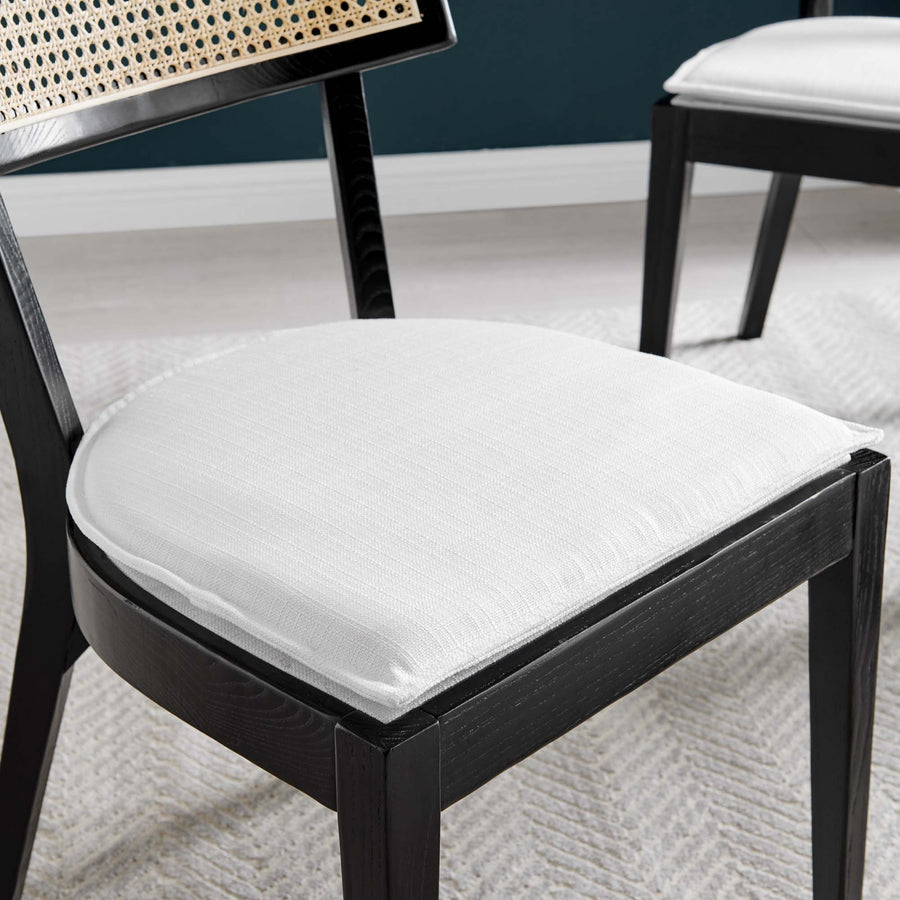 Bough Fabric Upholstered Wood Dining Chair Set of 2 in Black White