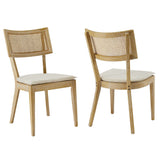 Bough Fabric Upholstered Wood Dining Chair Set of 2 in Gray Beige