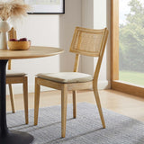 Bough Fabric Upholstered Wood Dining Chair Set of 2 in Gray Beige