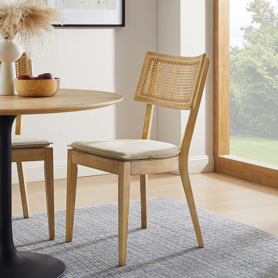 Bough Fabric Upholstered Wood Dining Chair Set of 2 in Gray Beige