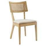 Bough Fabric Upholstered Wood Dining Chair Set of 2 in Gray Beige