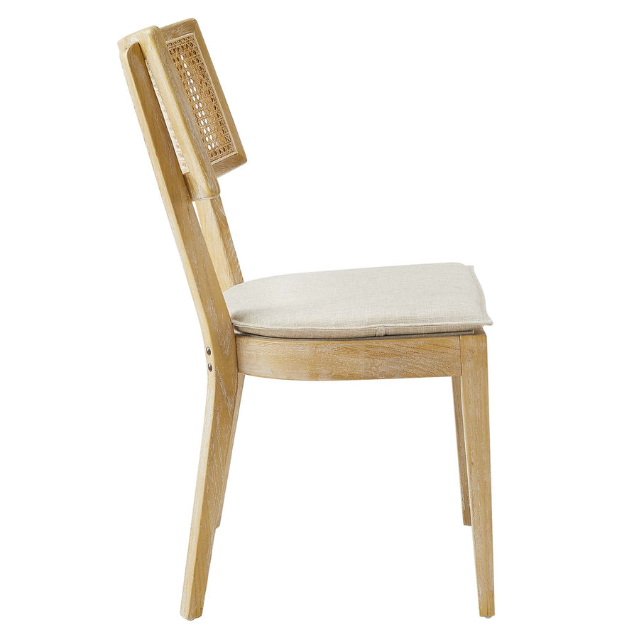Bough Fabric Upholstered Wood Dining Chair Set of 2 in Gray Beige