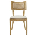 Bough Fabric Upholstered Wood Dining Chair Set of 2 in Gray Beige