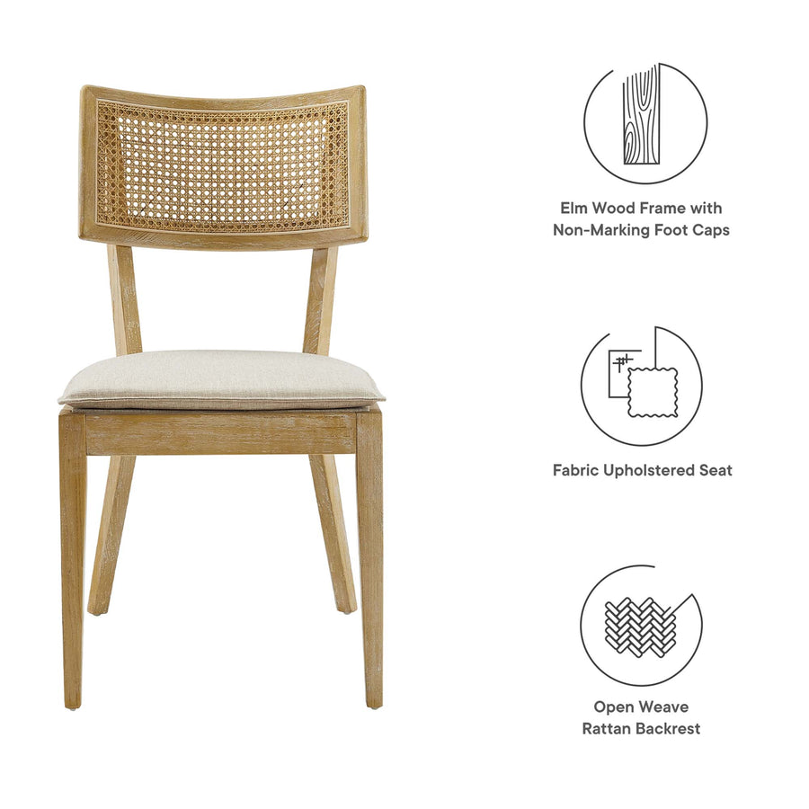 Bough Fabric Upholstered Wood Dining Chair Set of 2 in Gray Beige