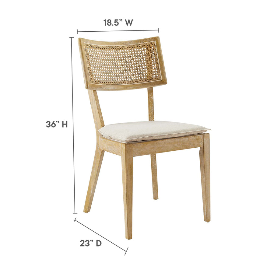 Bough Fabric Upholstered Wood Dining Chair Set of 2 in Gray Beige