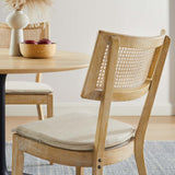 Bough Fabric Upholstered Wood Dining Chair Set of 2 in Gray Beige