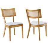 Bough Fabric Upholstered Wood Dining Chair Set of 2 in Natural White