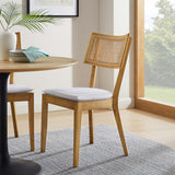 Bough Fabric Upholstered Wood Dining Chair Set of 2 in Natural White