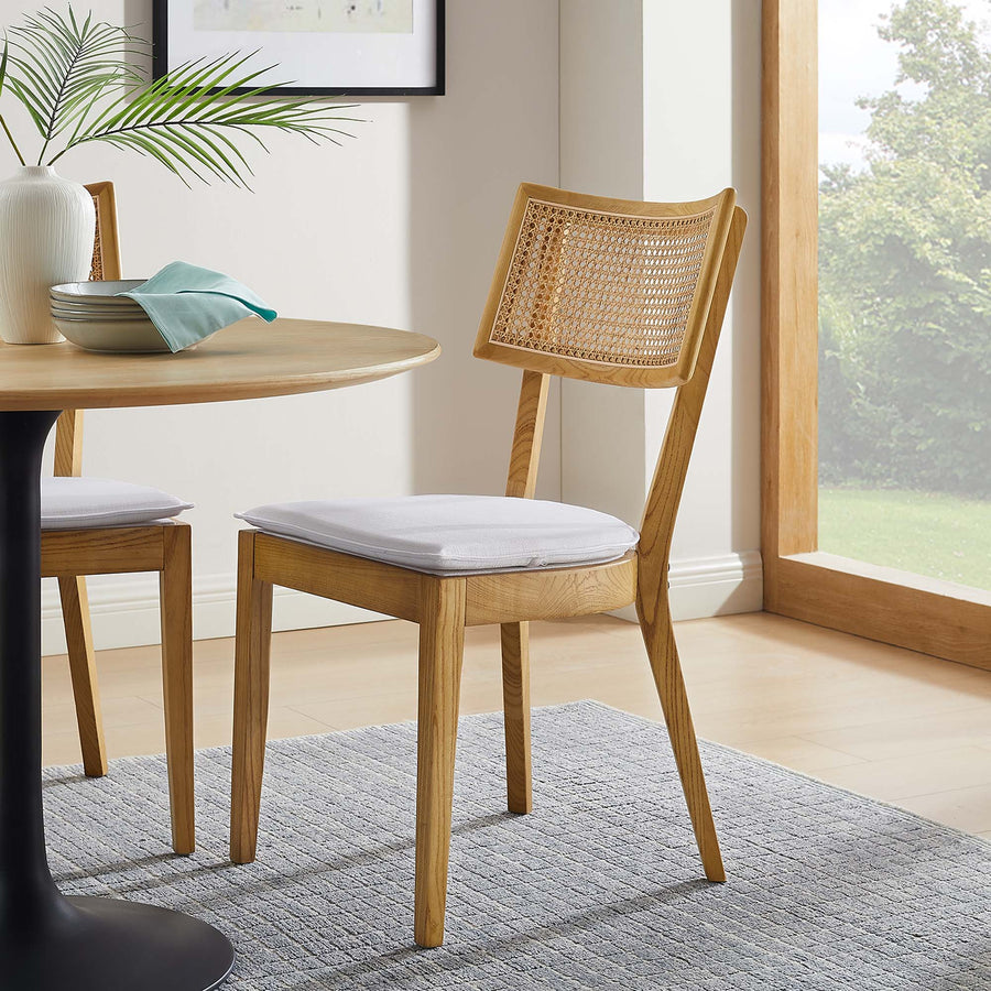 Bough Fabric Upholstered Wood Dining Chair Set of 2 in Natural White