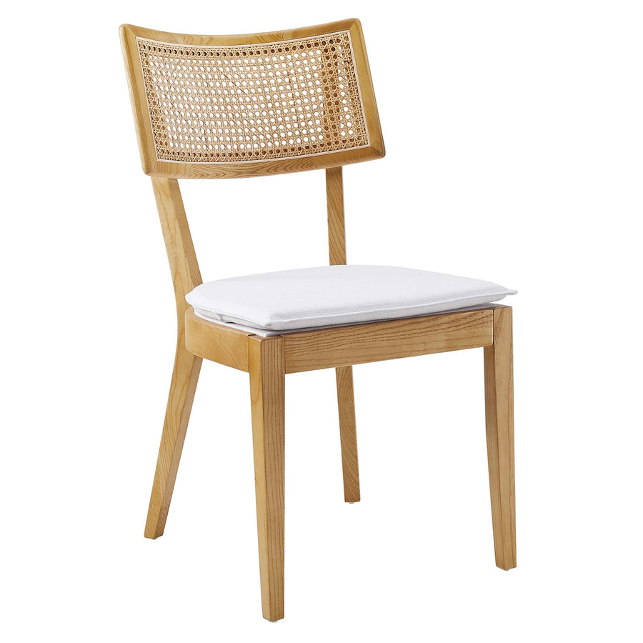 Bough Fabric Upholstered Wood Dining Chair Set of 2 in Natural White
