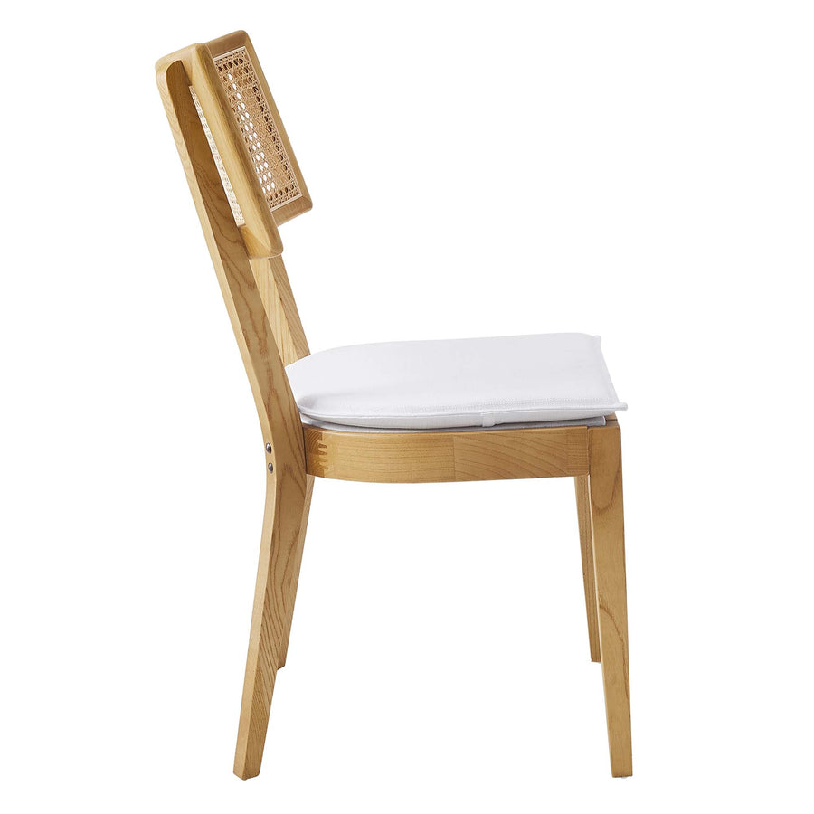 Bough Fabric Upholstered Wood Dining Chair Set of 2 in Natural White