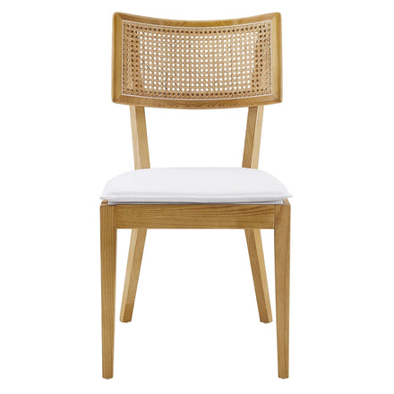 Caledonia Fabric Upholstered Wood Dining Chair Set of 2 in Natural White
