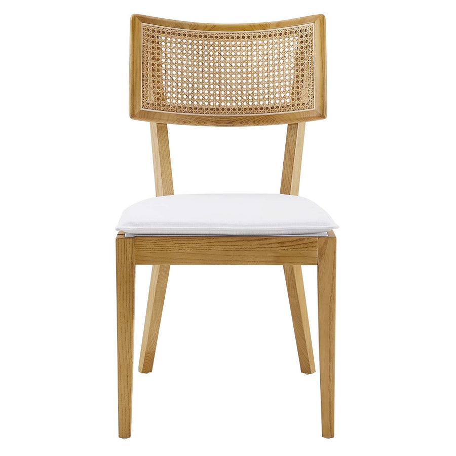 Bough Fabric Upholstered Wood Dining Chair Set of 2 in Natural White