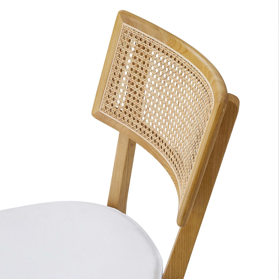 Bough Fabric Upholstered Wood Dining Chair Set of 2 in Natural White