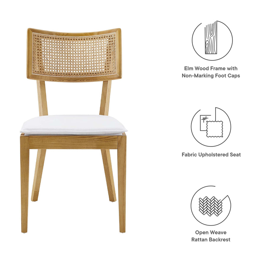 Bough Fabric Upholstered Wood Dining Chair Set of 2 in Natural White