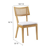 Bough Fabric Upholstered Wood Dining Chair Set of 2 in Natural White