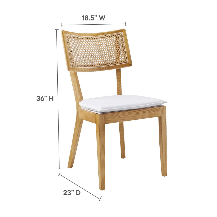 Bough Fabric Upholstered Wood Dining Chair Set of 2 in Natural White