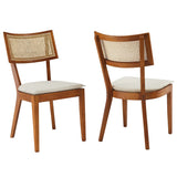 Bough Fabric Upholstered Wood Dining Chair Set of 2 in Walnut Beige