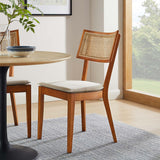 Bough Fabric Upholstered Wood Dining Chair Set of 2 in Walnut Beige