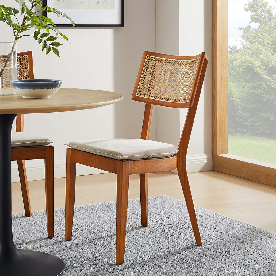 Bough Fabric Upholstered Wood Dining Chair Set of 2 in Walnut Beige