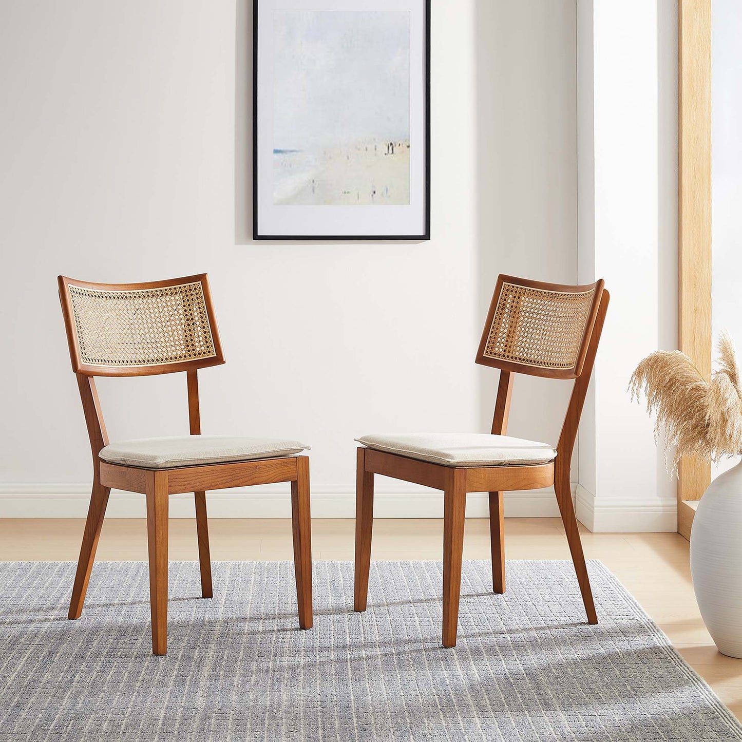 Caledonia Fabric Upholstered Wood Dining Chair Set of 2 by Furniture For America