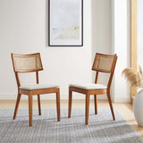 Bough Fabric Upholstered Wood Dining Chair Set of 2 in Walnut Beige