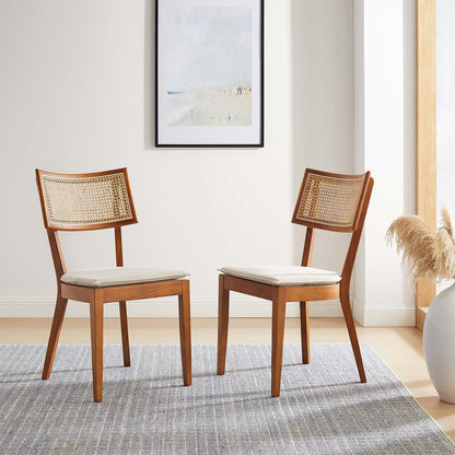 Caledonia Fabric Upholstered Wood Dining Chair Set of 2 by Furniture For America