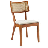 Bough Fabric Upholstered Wood Dining Chair Set of 2 in Walnut Beige