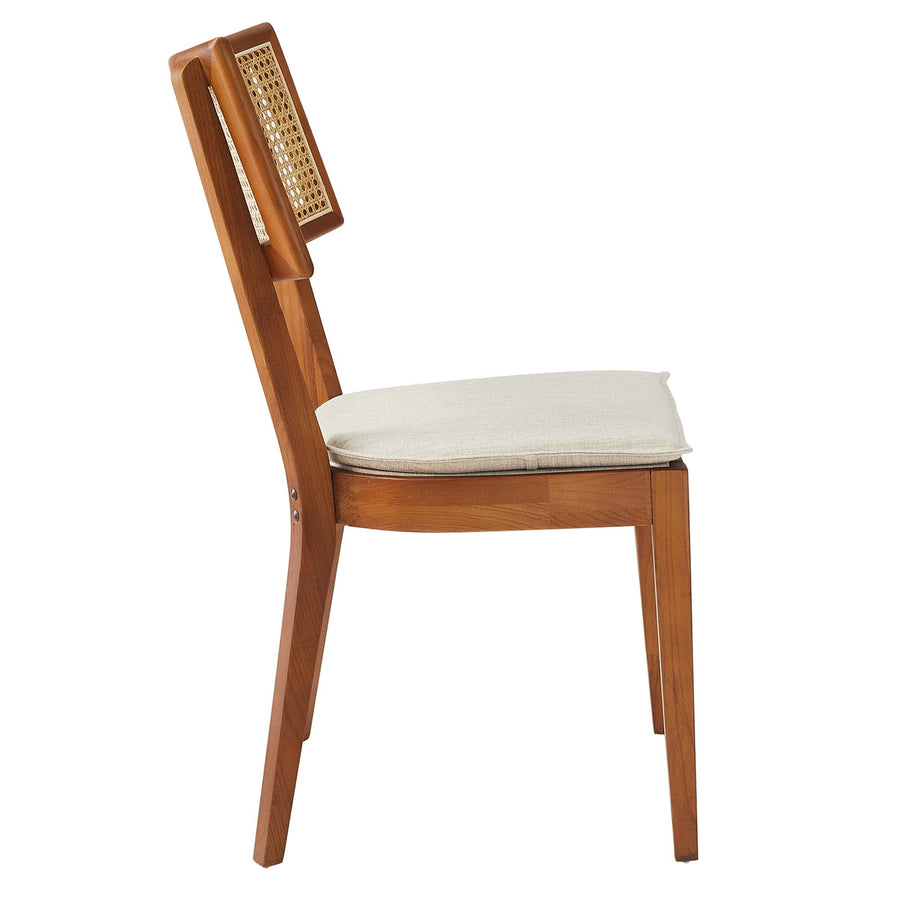 Bough Fabric Upholstered Wood Dining Chair Set of 2 in Walnut Beige