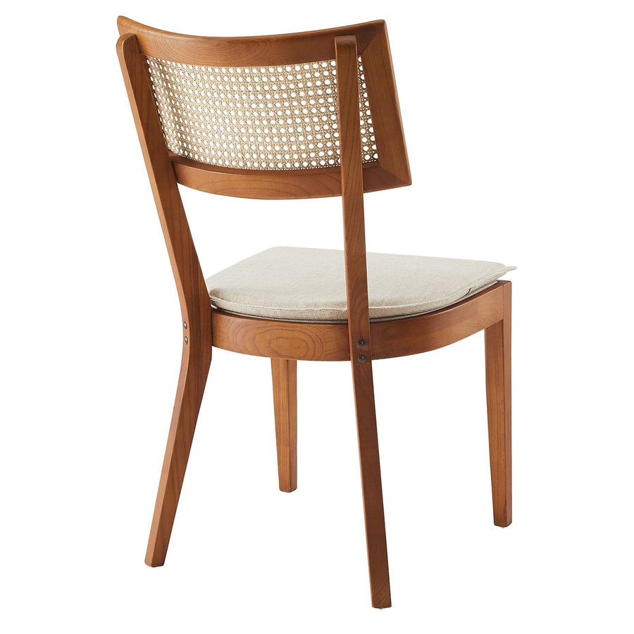 Bough Fabric Upholstered Wood Dining Chair Set of 2 in Walnut Beige
