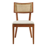 Bough Fabric Upholstered Wood Dining Chair Set of 2 in Walnut Beige