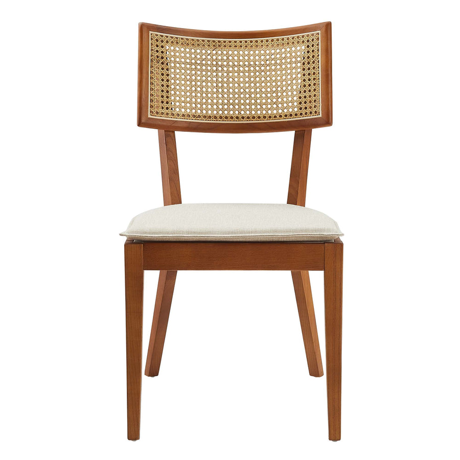 Bough Fabric Upholstered Wood Dining Chair Set of 2 in Walnut Beige