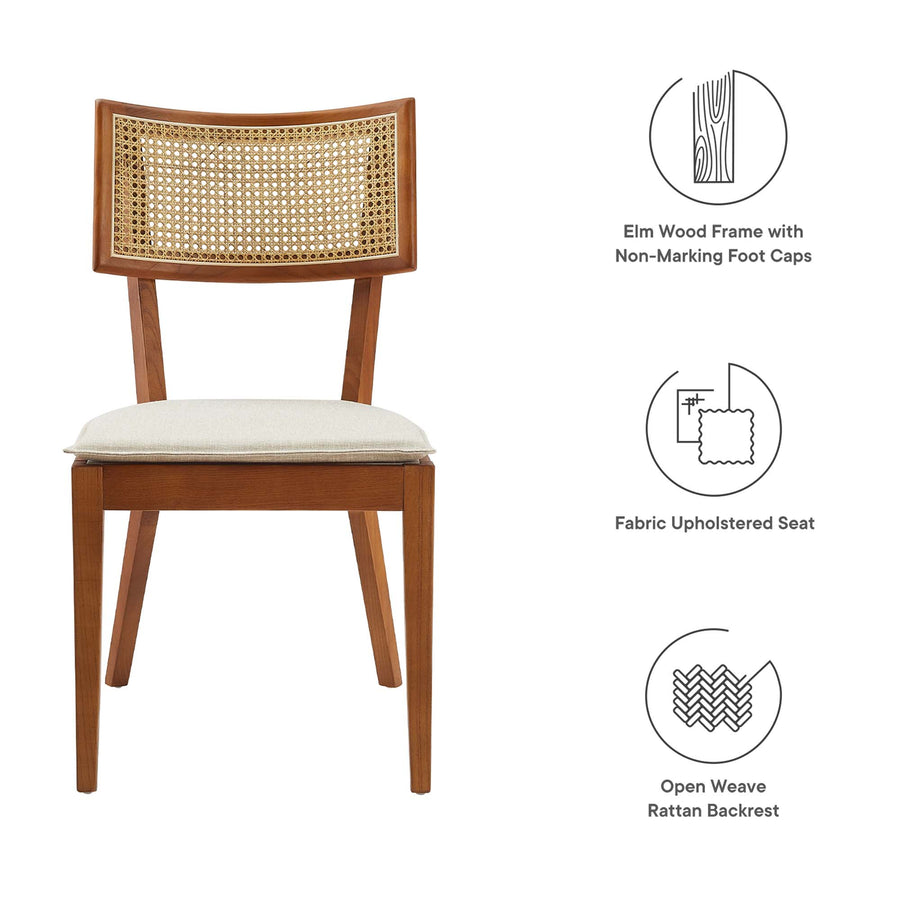 Bough Fabric Upholstered Wood Dining Chair Set of 2 in Walnut Beige