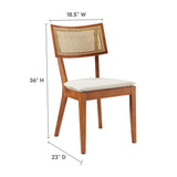 Bough Fabric Upholstered Wood Dining Chair Set of 2 in Walnut Beige
