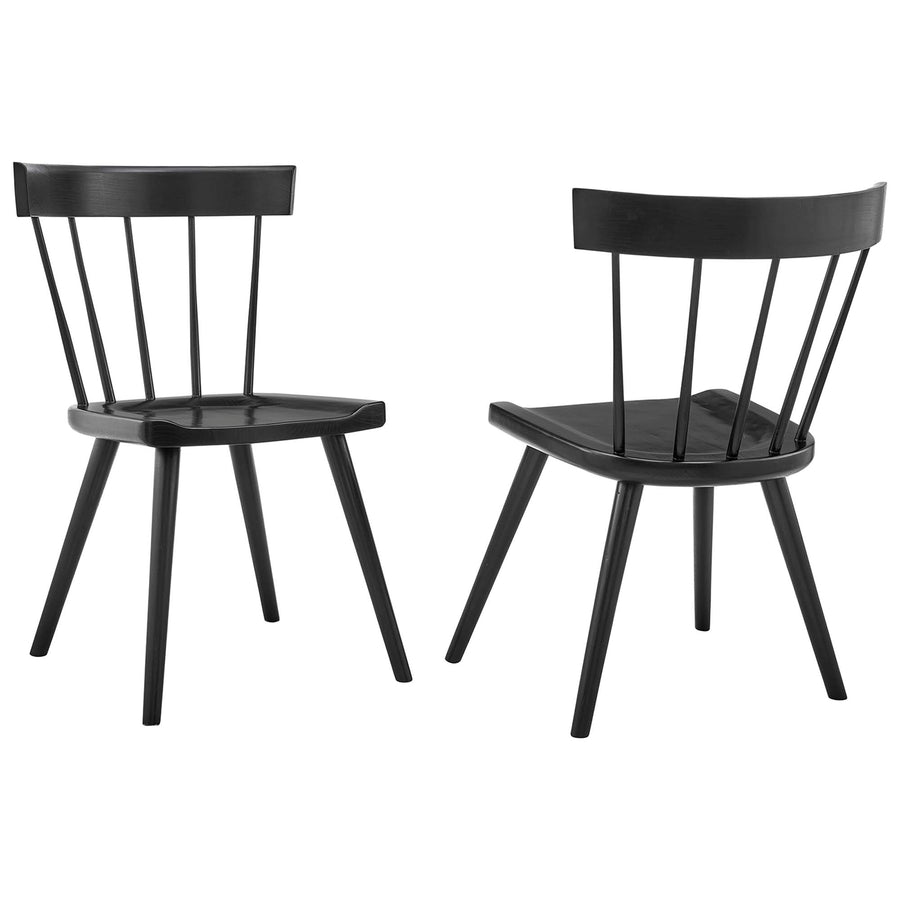 Wisteria Wood Dining Side Chair Set of 2 in Black