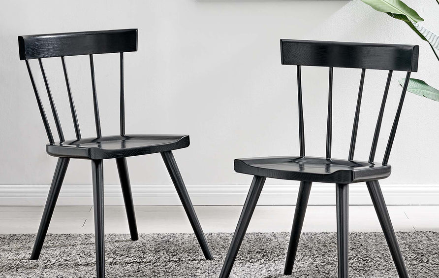Wisteria Wood Dining Side Chair Set of 2 in Black