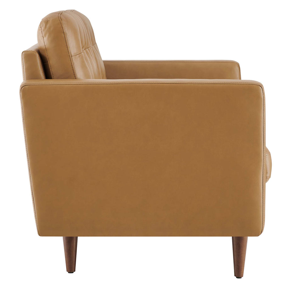Nerissa Tufted Leather Loveseat in Tan