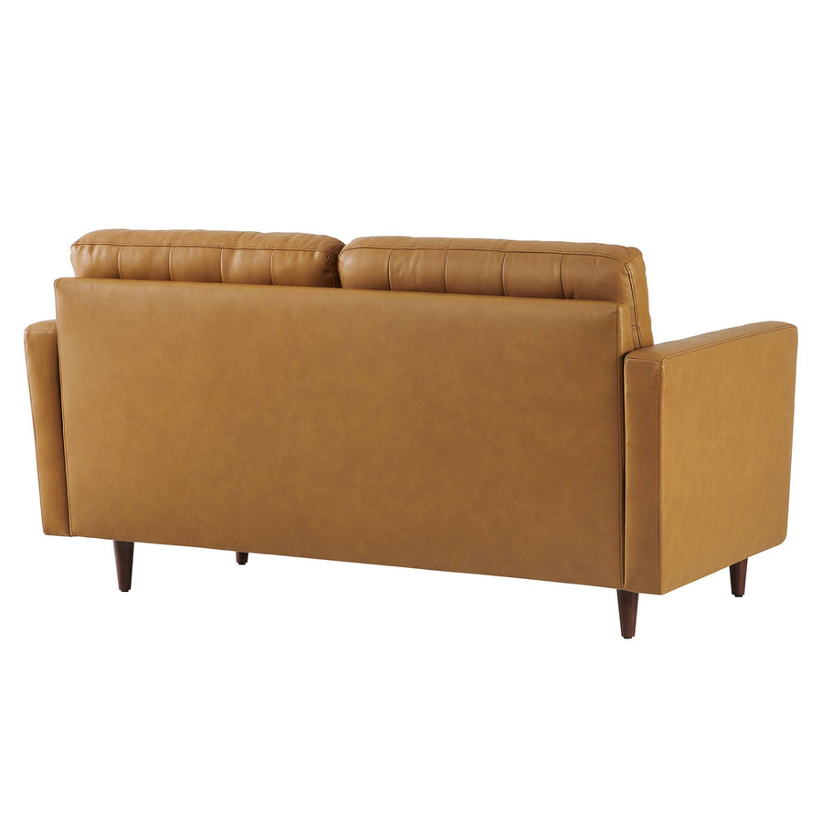 Nerissa Tufted Leather Loveseat in Tan