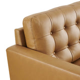 Nerissa Tufted Leather Loveseat in Tan