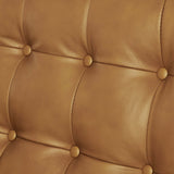 Nerissa Tufted Leather Loveseat in Tan