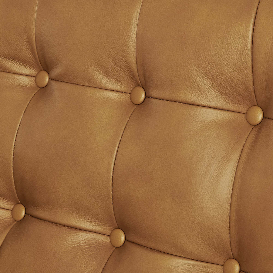 Nerissa Tufted Leather Loveseat in Tan