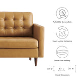 Nerissa Tufted Leather Loveseat in Tan