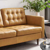 Nerissa Tufted Leather Loveseat in Tan