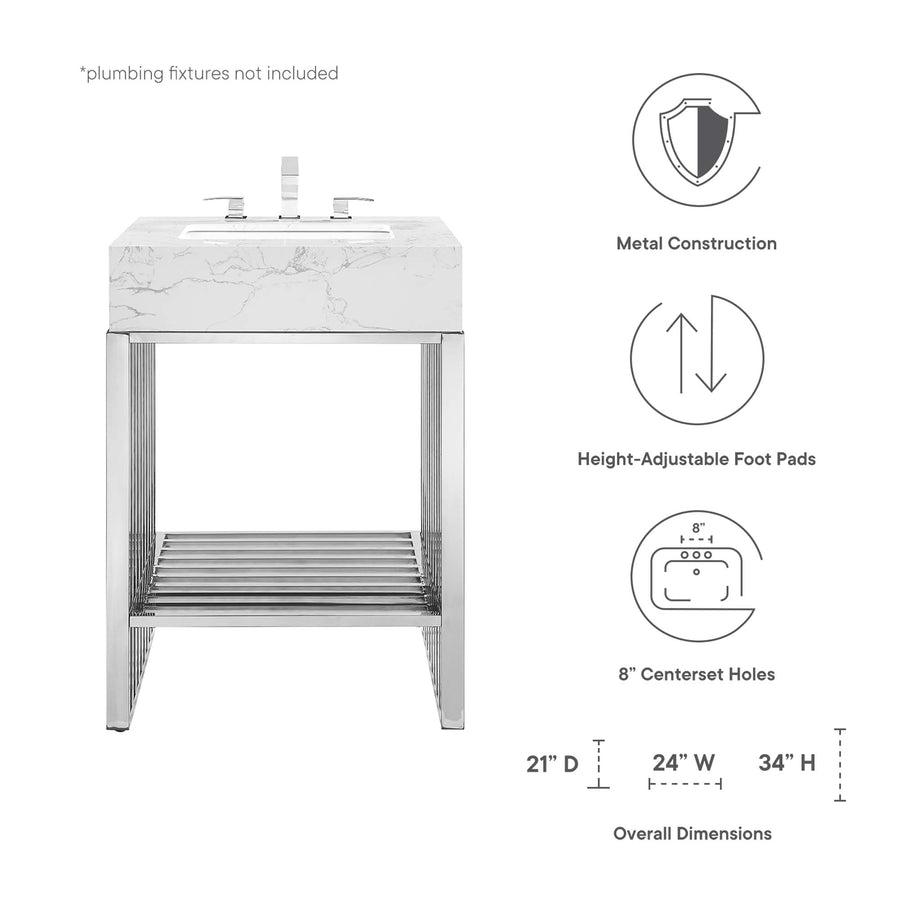 Fenn 24" Bathroom Vanity in White Silver