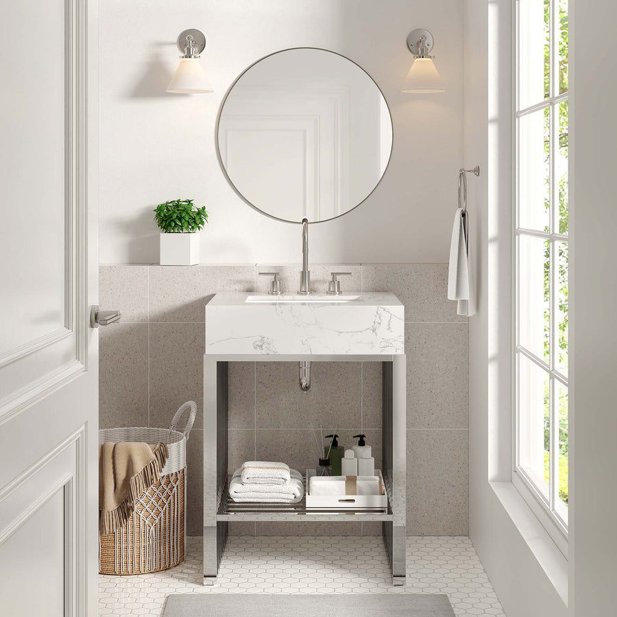 Fenn 24" Bathroom Vanity in White Silver
